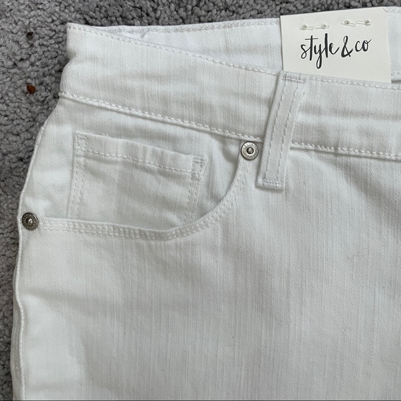 Style & Co Capri Denim White Pants Curvy Zip Stretchy 10"rise 5 Pocket 12P - Picture 6 of 11